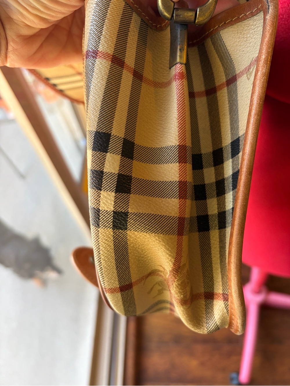 Burberry Vintage Classic Plaid Crossbody with Tan Leather Trim - Picture 11 of 16